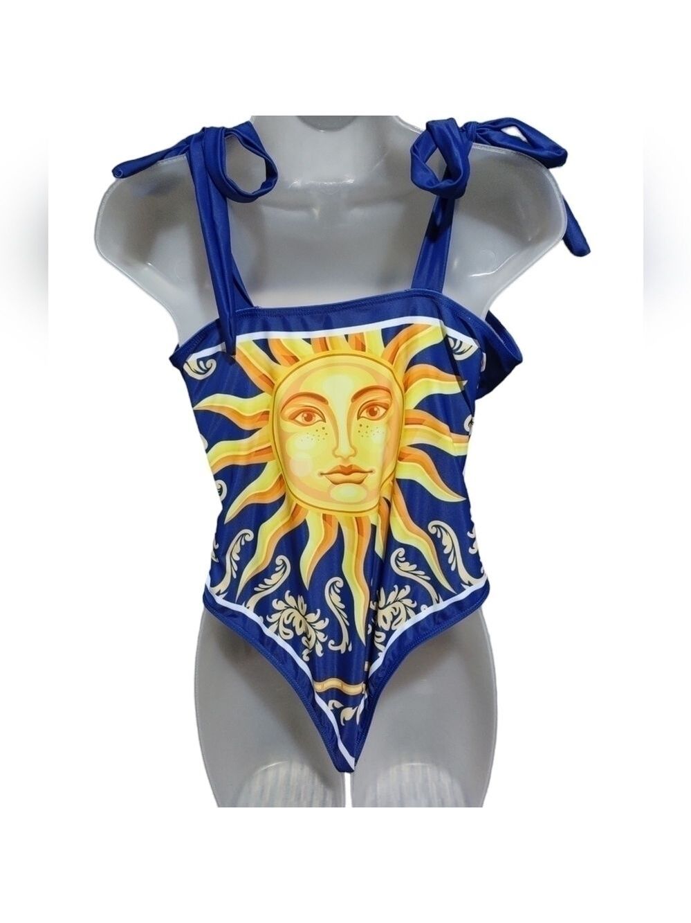 Baroque Sun One Piece Swimsuit Women's Blue Yellow XL - Picture 3 of 6
